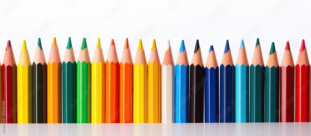 Color pencils on white background copy space Color pencils on white background copy space