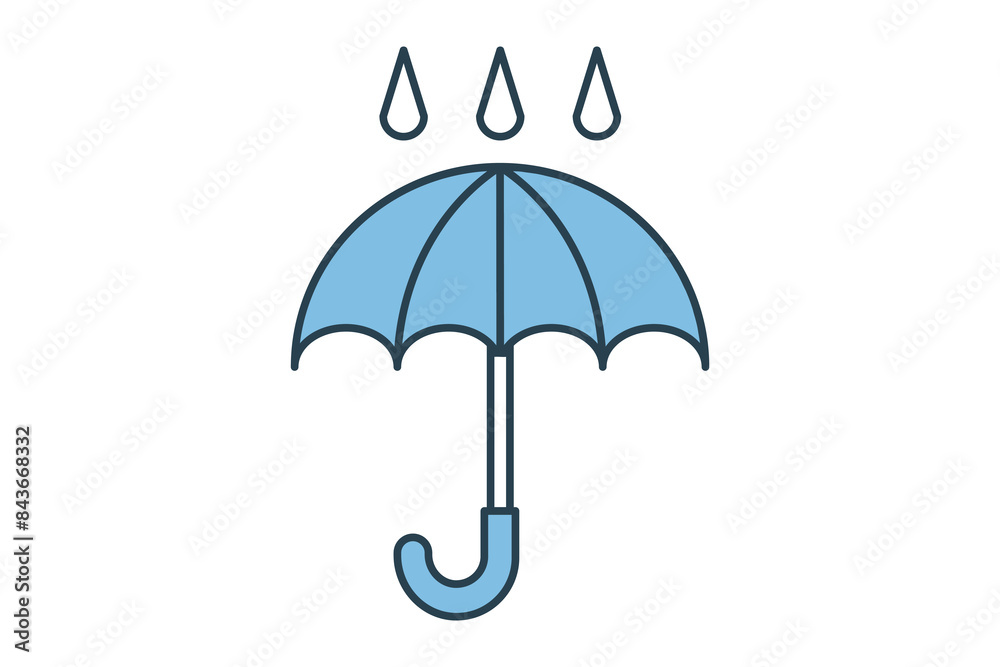 Umbrella icon. icon related to weather. suitable for web site, app, user interfaces, printable etc. flat line icon style. simple vector design editable Umbrella icon. icon related to weather. suitable for web site, app, user interfaces, printable etc. flat line icon style. simple vector design editable