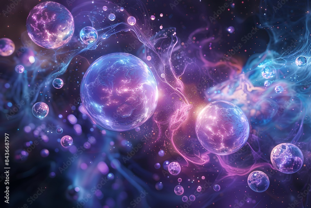 Electric Blue Plasma Sphere Background with Glowing Bubbles