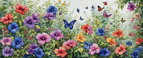 Wallpaper Mural Vibrant Flower Patch with Butterfly Peas Torontodigital.ca