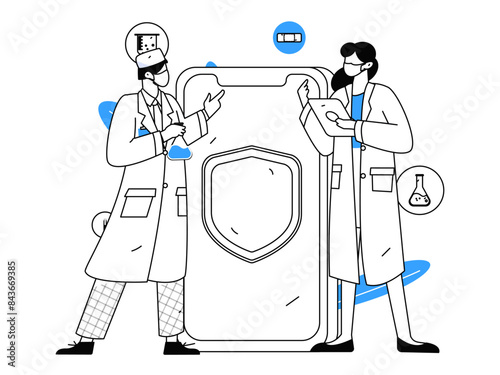 Medical characters fighting the epidemic flat vector concept operation hand drawn illustration
