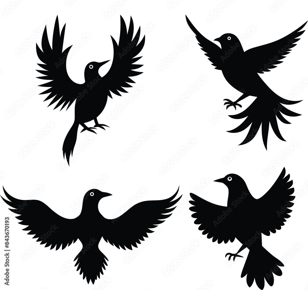 set of black bird silhouettes vector elements vector set of black bird silhouettes vector elements vector