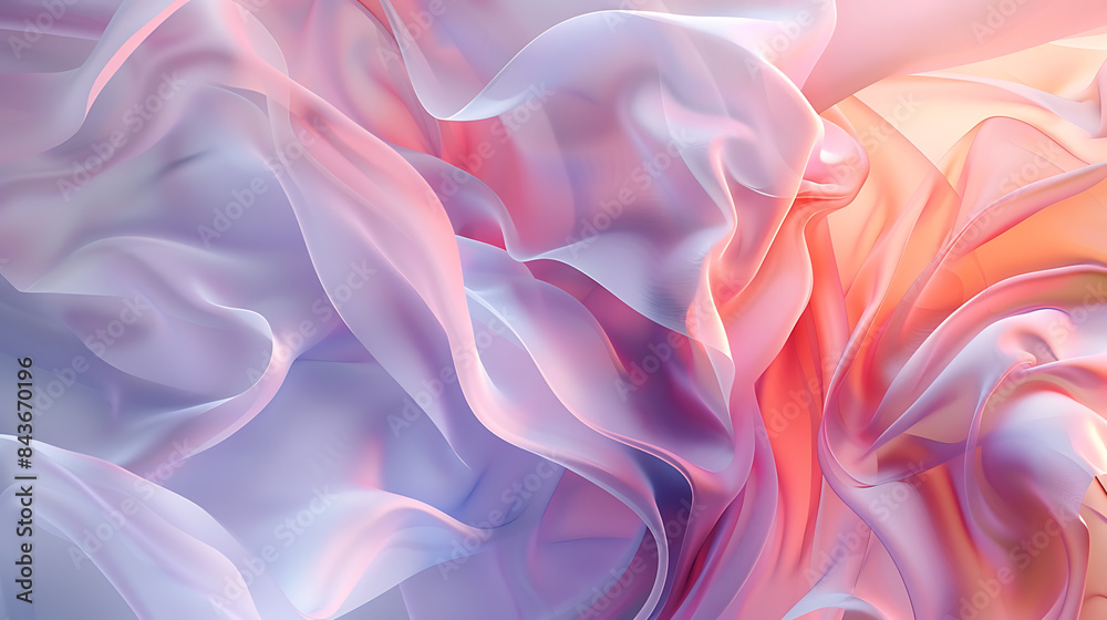 A light flowy artistic silk wavy background. Resembling pastel color cloth fabric. Abstract colorful waves serene backdrop. AI generated A light flowy artistic silk wavy background. Resembling pastel color cloth fabric. Abstract colorful waves serene backdrop. AI generated