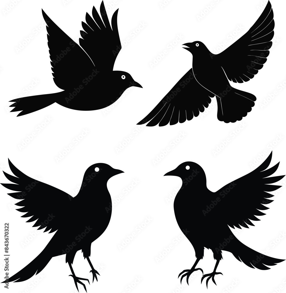 set of black bird silhouettes vector elements vector set of black bird silhouettes vector elements vector