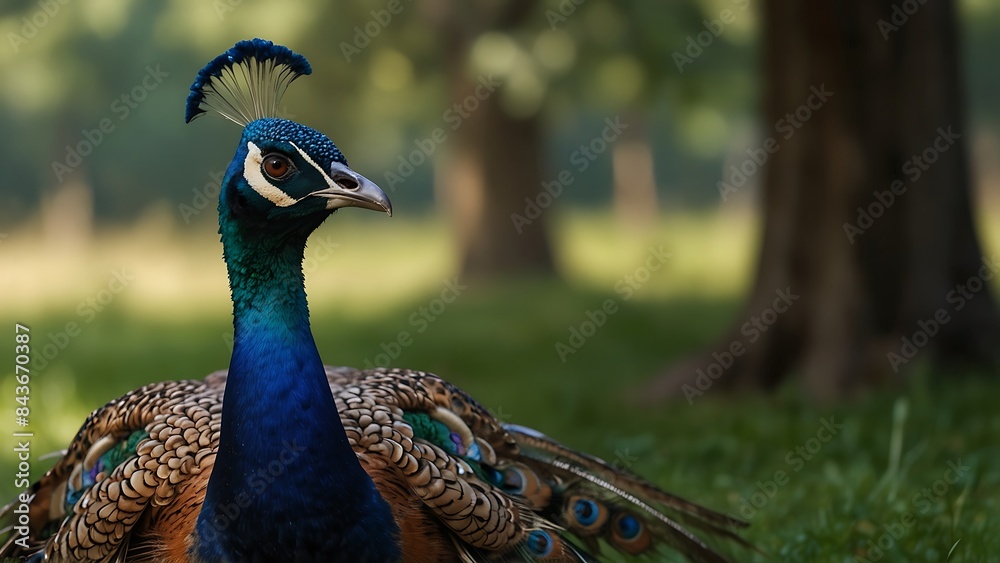 Peacock Walking On The Ground With Open Tail Background Peacock Walking On The Ground With Open Tail Background