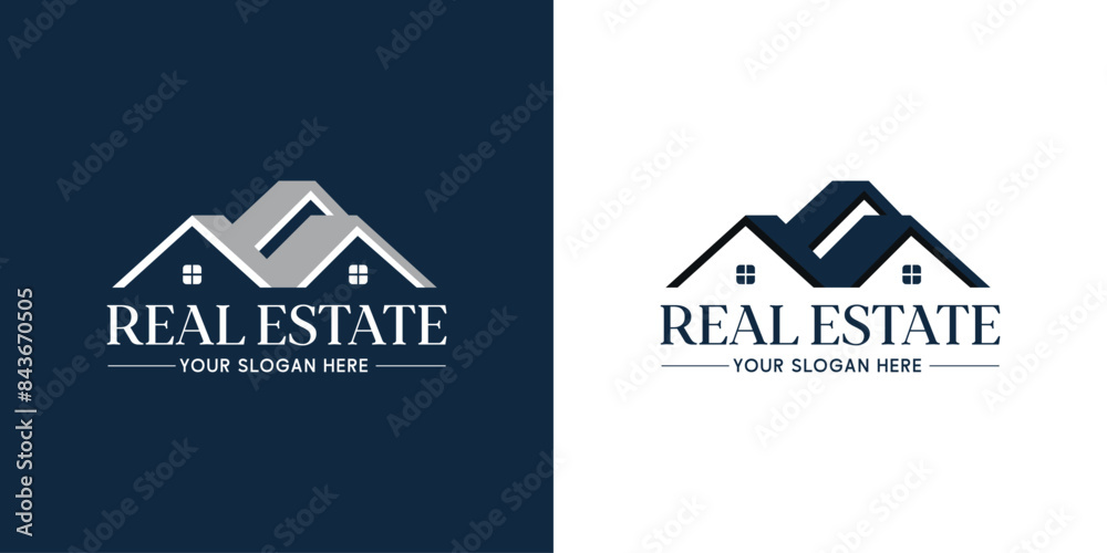 Three real estate logo templates with house and roof icon. Architecture, interior and exterior design agency logotype. Building or construction company symbol. Three real estate logo templates with house and roof icon. Architecture, interior and exterior design agency logotype. Building or construction company symbol.