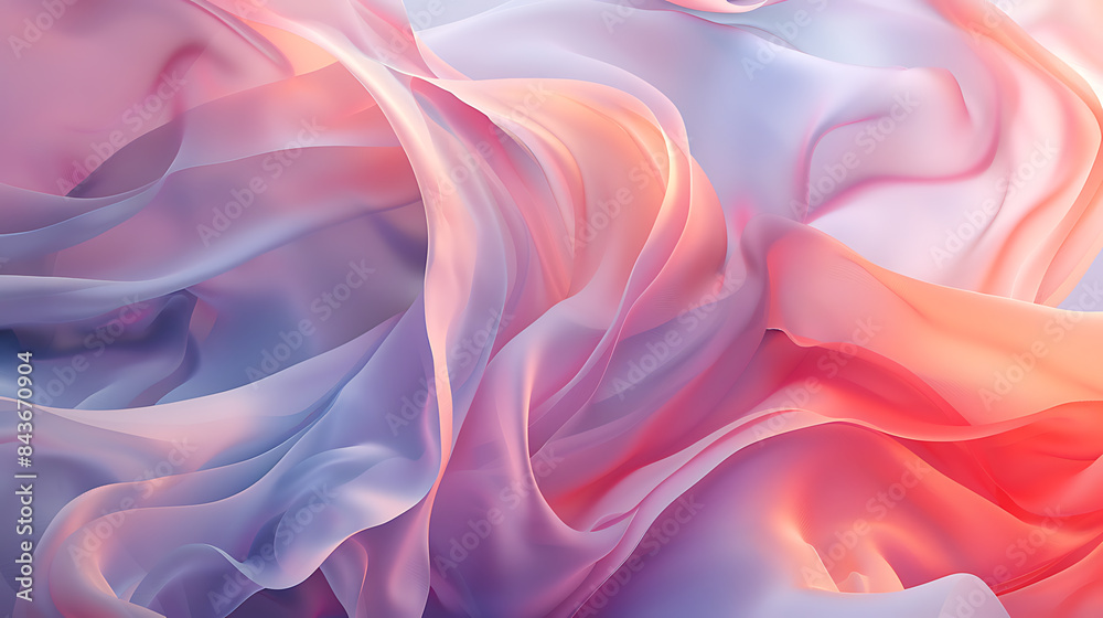 A light flowy artistic silk wavy background. Resembling pastel color cloth fabric. Abstract colorful waves serene backdrop. AI generated A light flowy artistic silk wavy background. Resembling pastel color cloth fabric. Abstract colorful waves serene backdrop. AI generated
