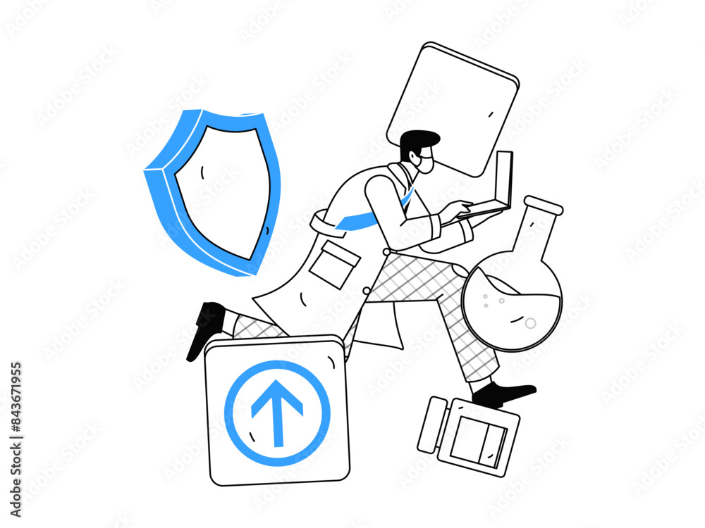 Medical characters fighting the epidemic flat vector concept operation hand drawn illustration
