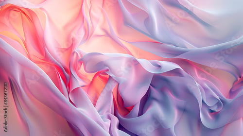 A light flowy artistic silk wavy background. Resembling pastel color cloth fabric. Abstract colorful waves serene backdrop. AI generated