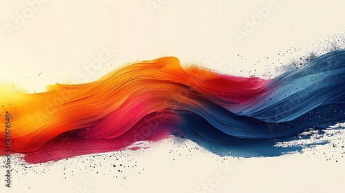 Colorful abstract wave of blended red, orange, and blue brush strokes on canvas, depicting dynamic motion and creativity.