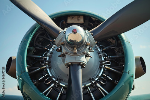 Close-up of a military aircraft's propeller, highlighting its powerful engineering © Emanuel