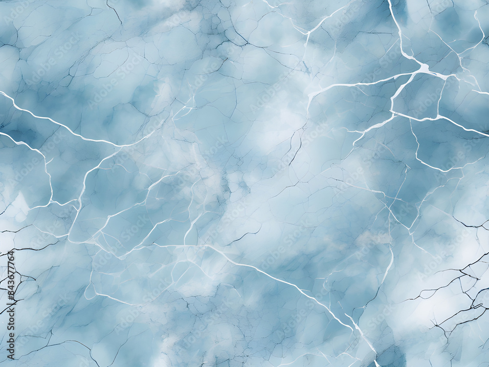 Obraz premium Blue with white cracked marble background