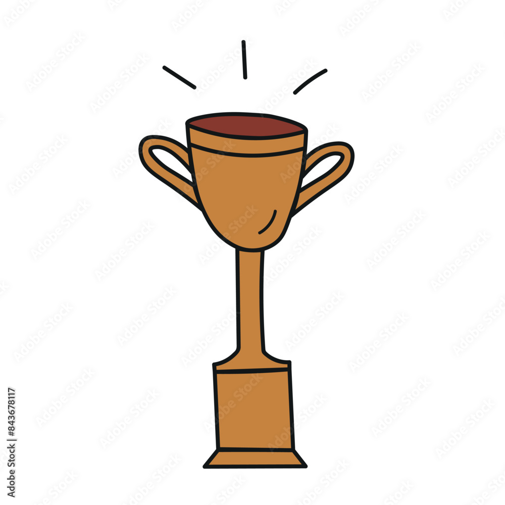 Trophy sports golden cup vector cartoon illustration on isolated background. Sport award, Winner Prize, winning, champion. Design concept for card, logo, print, paper, flyer