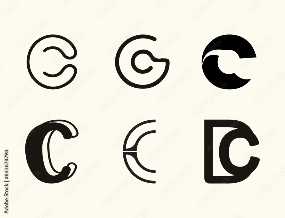 Set of letter C logo. Letter logo template. Minimalist logo Set of letter C logo. Letter logo template. Minimalist logo
