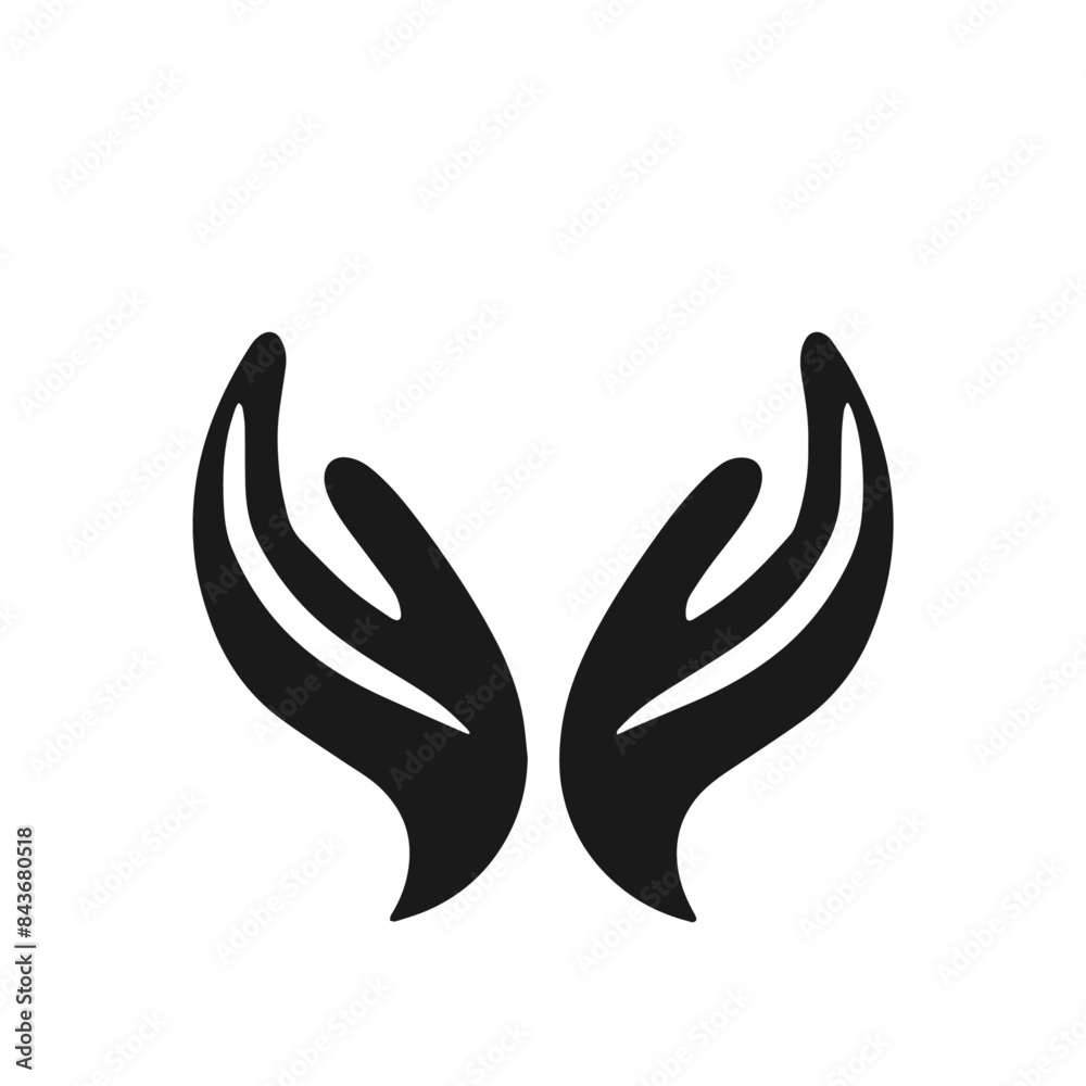 Vector silhouette of a care hands for your logo isolated on white background Vector silhouette of a care hands for your logo isolated on white background