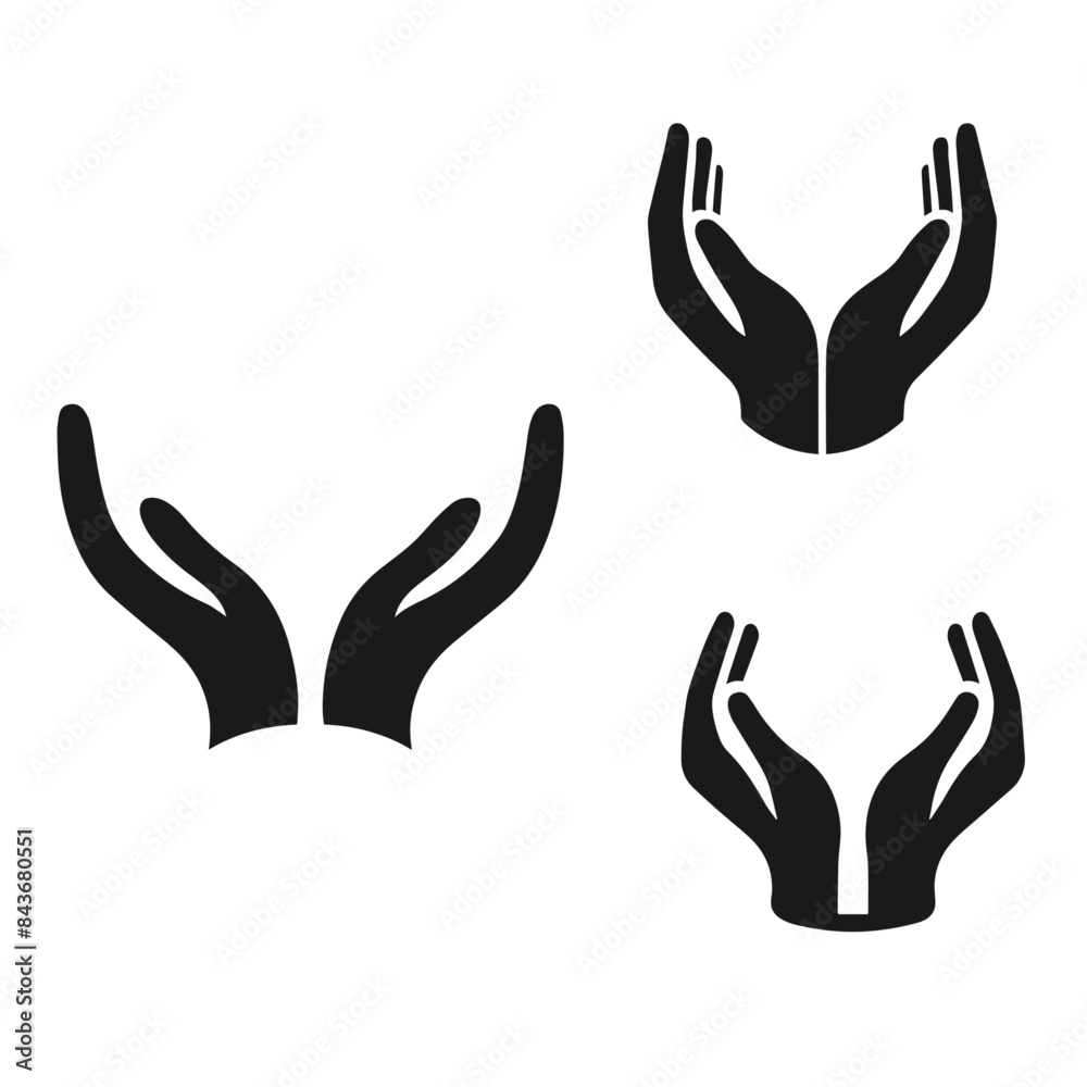 Hands Care gesture vector silhouette isolated on white background Hands Care gesture vector silhouette isolated on white background