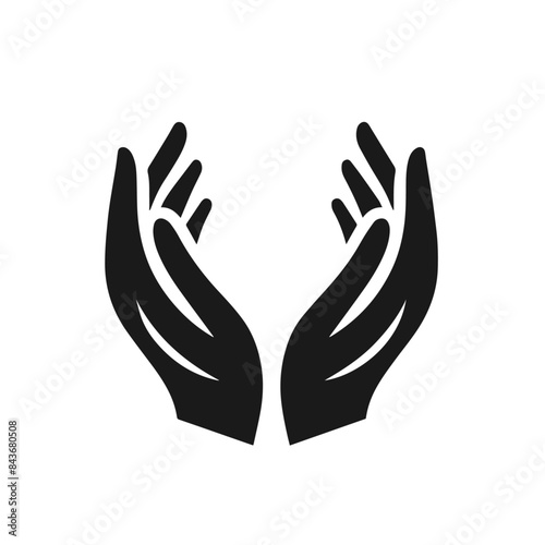Vector silhouette of a care hands for your logo isolated on white background