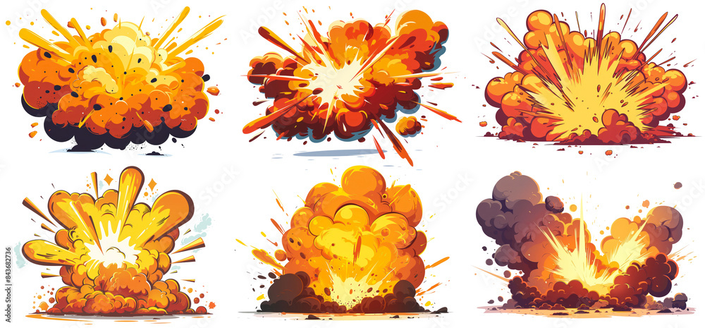 Cartoon Explosion Set in Comic Style, isolated on transparent background Cartoon Explosion Set in Comic Style, isolated on transparent background