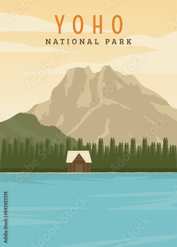 yoho national park poster vintage vector illustration design. national park in canada vintage poster design