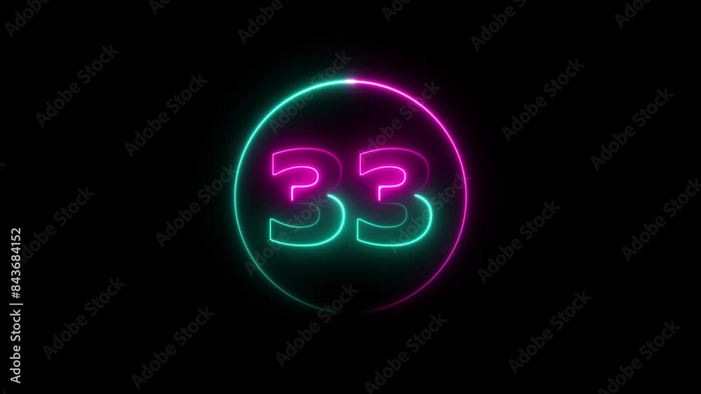 Abstract neon countdown 33 number animation 4k video. Abstract neon countdown 33 number animation 4k video.