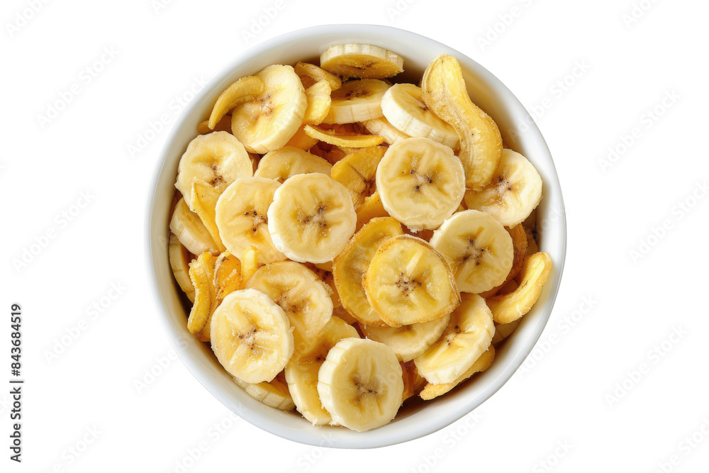 Banana slice in a bowl isolated on transparent background Banana slice in a bowl isolated on transparent background