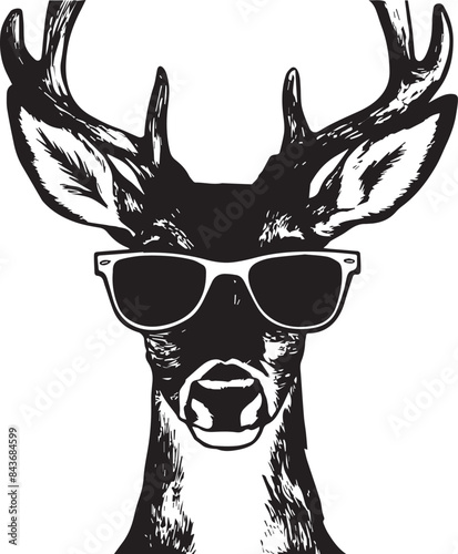 Vector cartoon deer wear sunglass illustration