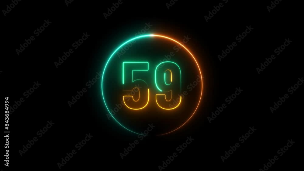 59 number neon text animation background. Business number icon digit video 59 number neon text animation background. Business number icon digit video