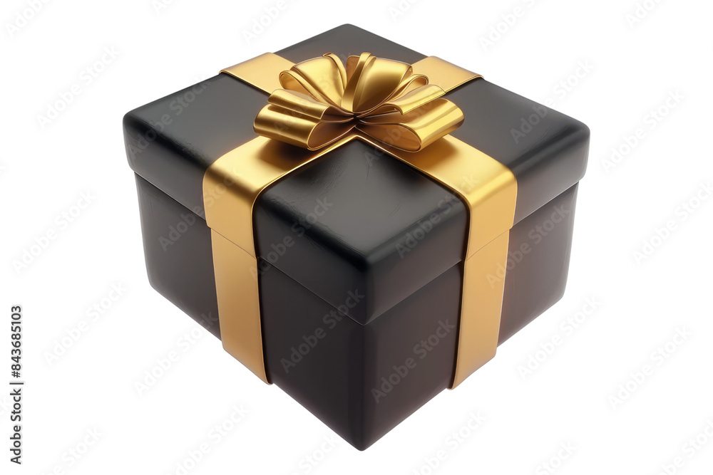 Elegant black and golden gift pack isolated on transparent background Elegant black and golden gift pack isolated on transparent background