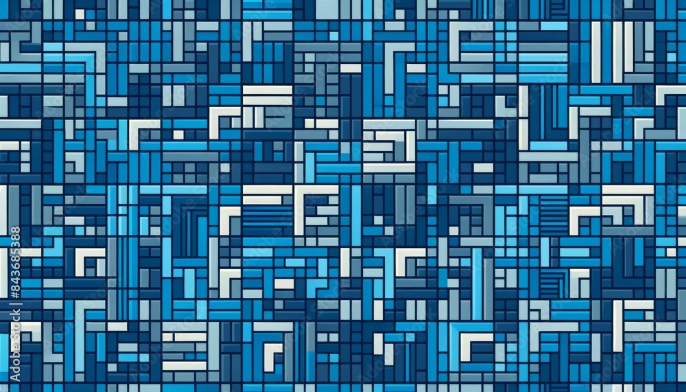 Fototapeta premium 青い幾何学模様のパターン背景イラスト