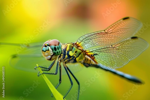 A close up of a dragonfly with its wings spread out. National Dragonfly Day. © Faris