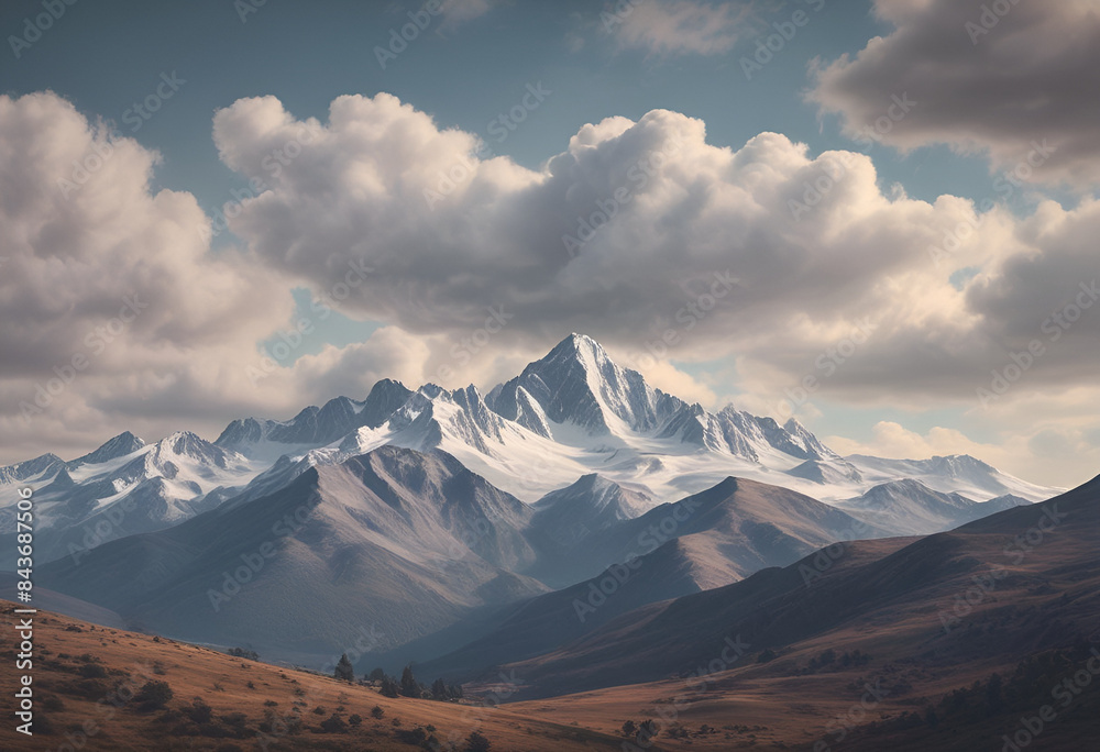 mountain skyline in minimal style with simple colors mountain skyline in minimal style with simple colors