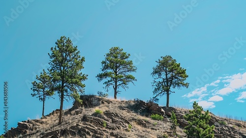 Trees on the top of a hill in Eldorado Canyon State Park Colorado USA : Generative AI