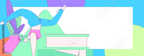 Practicing yoga, physical and mental health, flat vector character concept, operation hand drawn illustration
