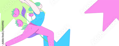 Practicing yoga, physical and mental health, flat vector character concept, operation hand drawn illustration
