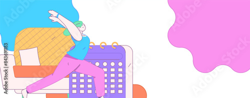 Practicing yoga, physical and mental health, flat vector character concept, operation hand drawn illustration

