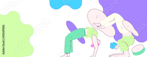 Practicing yoga, physical and mental health, flat vector character concept, operation hand drawn illustration
