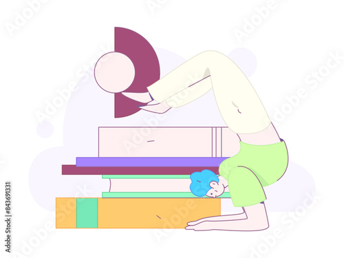 Practicing yoga, physical and mental health, flat vector character concept, operation hand drawn illustration
