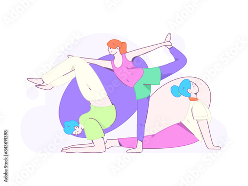 Practicing yoga, physical and mental health, flat vector character concept, operation hand drawn illustration
