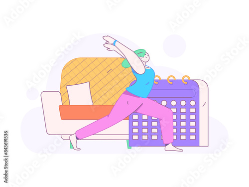 Practicing yoga, physical and mental health, flat vector character concept, operation hand drawn illustration
