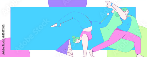 Practicing yoga, physical and mental health, flat vector character concept, operation hand drawn illustration

