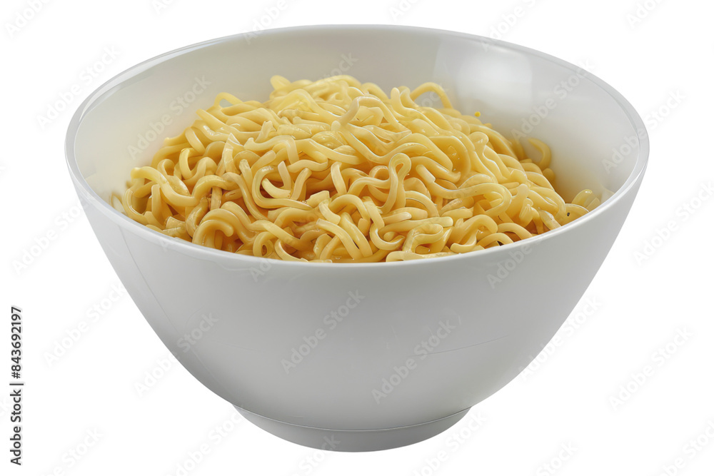 White bowl of chicken noodle isolated on transparent background White bowl of chicken noodle isolated on transparent background