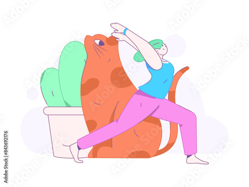 Practicing yoga, physical and mental health, flat vector character concept, operation hand drawn illustration
