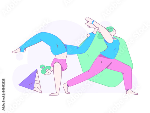 Practicing yoga, physical and mental health, flat vector character concept, operation hand drawn illustration
