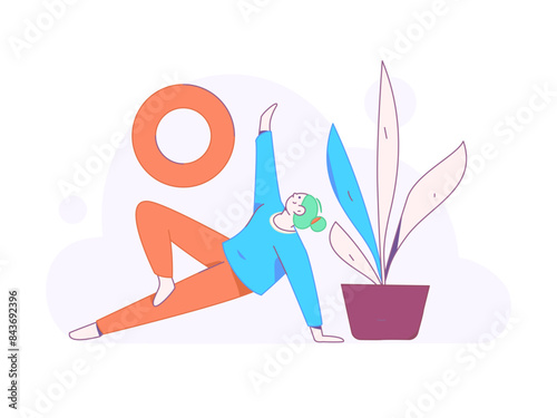 Practicing yoga, physical and mental health, flat vector character concept, operation hand drawn illustration
