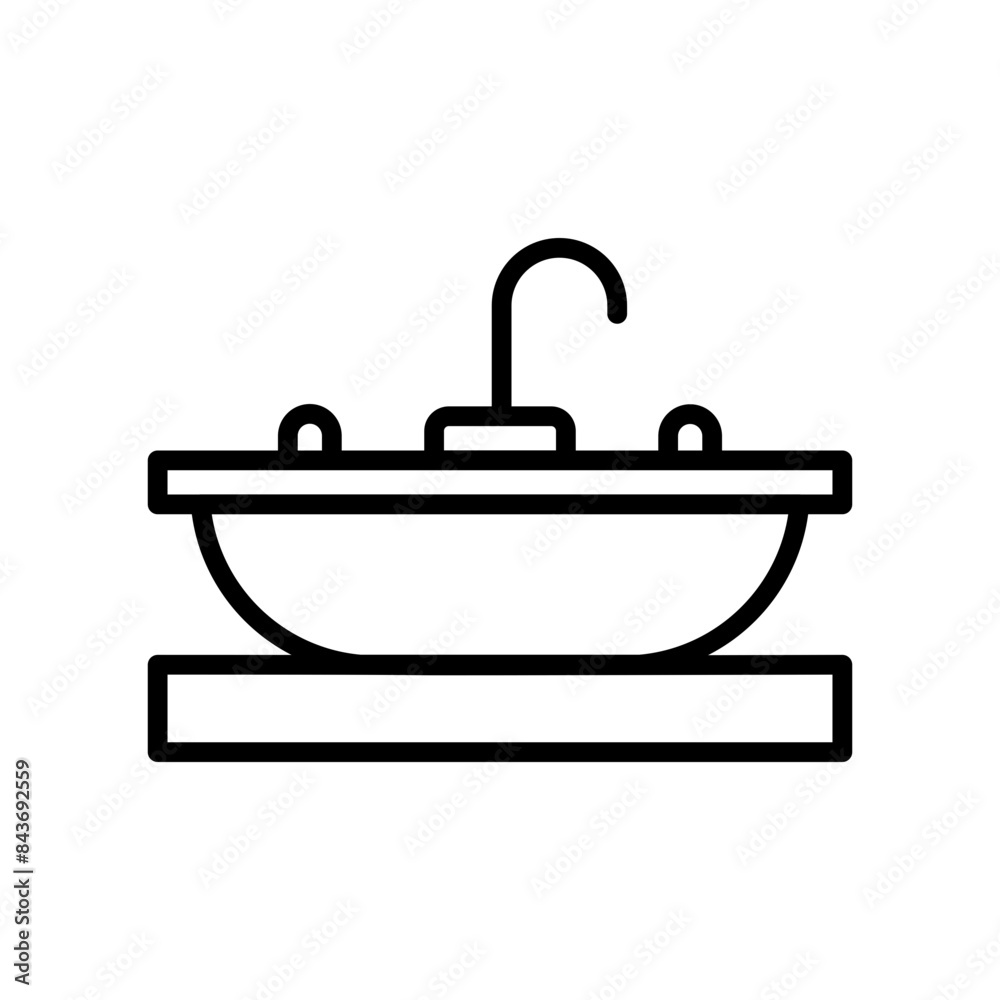 Bathroom Sink Icon for Plumbing Fixtures, Home Renovation, and Hygiene Graphics