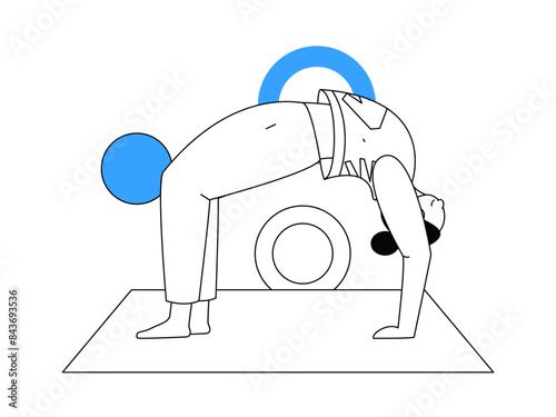 Practicing yoga, physical and mental health, flat vector character concept, operation hand drawn illustration
