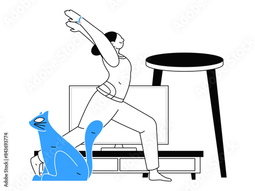 Practicing yoga, physical and mental health, flat vector character concept, operation hand drawn illustration
