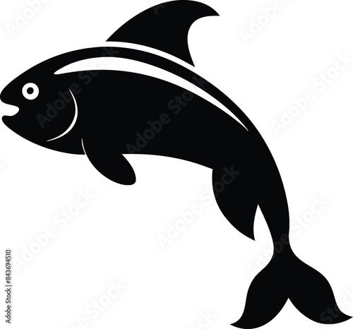 Set of black fish icon black silhouette fisheries vector