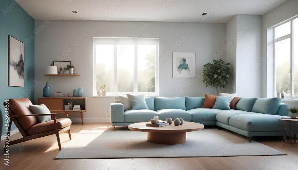 Photo interior modern design room 3D illustration