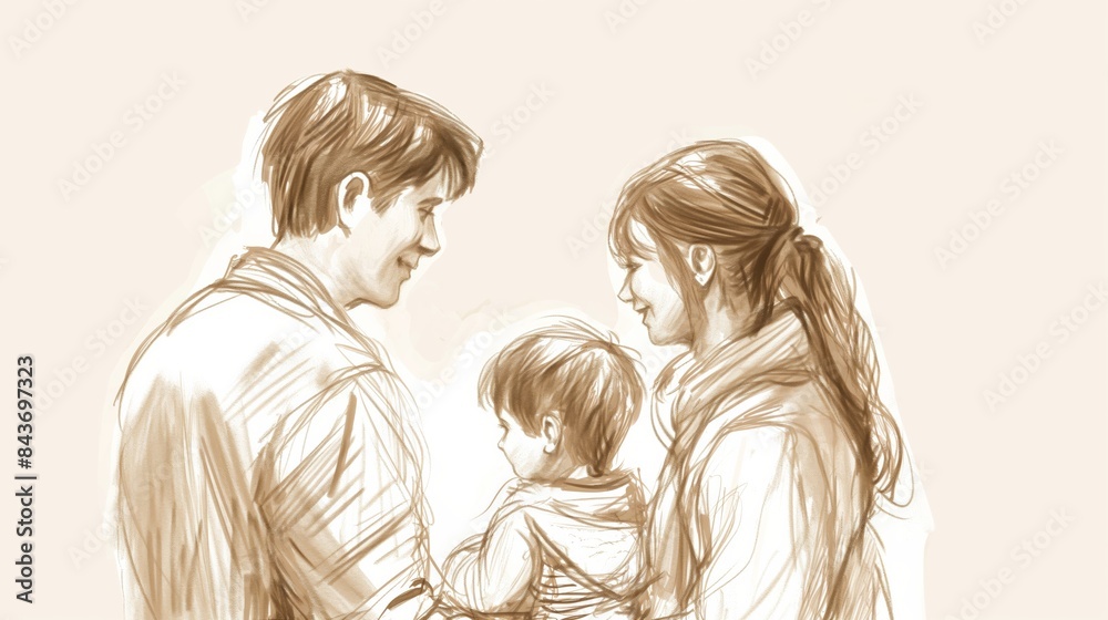 Smiling family portrait with young son. Smiling family portrait with young son.